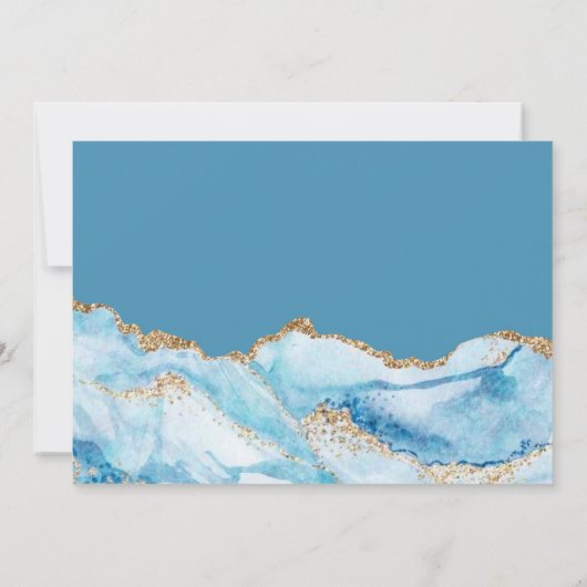 Dusty Blue en Gold Agate Save the Date Cards Kaart (Achterkant)