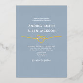 Dusty Blue en Gold Foil Wedding Uitnodigingen (Voorkant)
