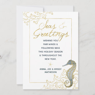 Dusty Blue en Gold Zeeen & Greetings Kerstmis Feestdagenkaart