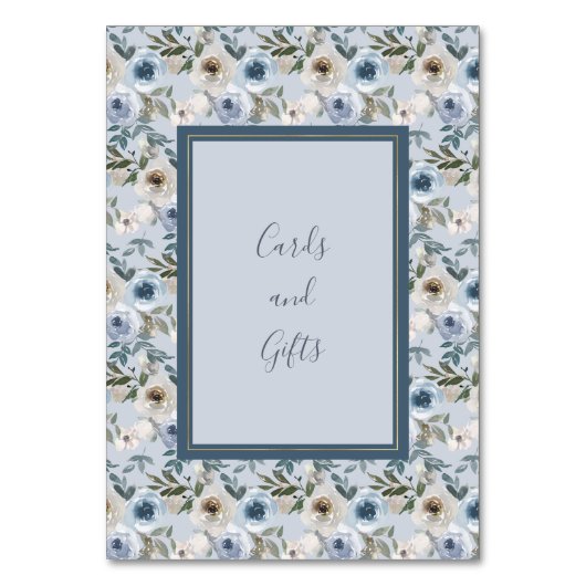 Dusty Blue en Gray Floral Botanical Wedding Kaart (Voorkant)