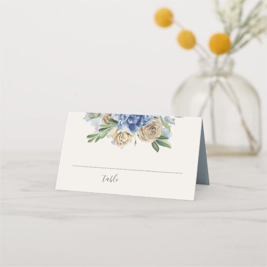 Dusty Blue en Ivory Flowers Waterverf (Voorkant)