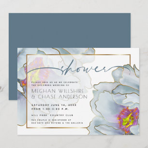 Dusty Blue en Lila exotic Couple's Shower Kaart