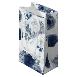 Dusty Blue en Navy Blue Bloemen Elegant Botanical Klein Cadeauzakje