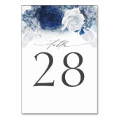 Dusty Blue en Navy Blue Trouwtafel Nummer Kaart (Voorkant)