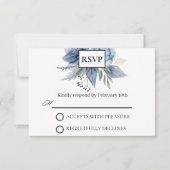 Dusty Blue en Navy Wedding RSVP Kaartje (Voorkant)