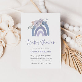 Dusty Blue en Paarse Boho | RegenboogBaby shower Kaart