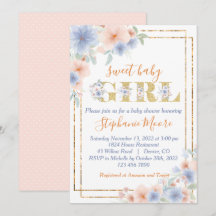 Dusty Blue en Peach Floral Baby shower