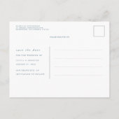 Dusty Blue en Pink Floral Save the Date Aankondigingskaart (Achterkant)