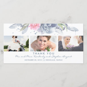 Dusty Blue en Pink Floral Weddenschap Bedankt