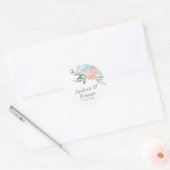 Dusty Blue en Pink Floral Wedding Ronde Sticker (Envelop)
