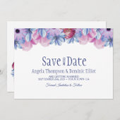 Dusty Blue en Pink Floral Wedding Save the Date (Voorkant / Achterkant)