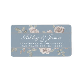 Dusty Blue en Roos Floral Wedding Return Adres Etiket