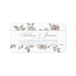 Dusty Blue en Roos Floral Wedding Return Adres Etiket