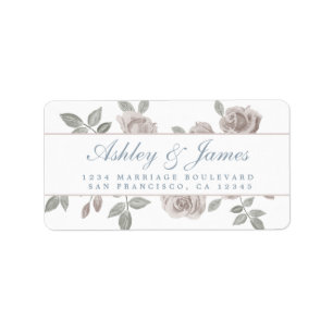 Dusty Blue en Roos Floral Wedding Return Adres Etiket