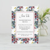 Dusty Blue en Roos Flowers Moederdag Brunch Kaart (Staand voorkant)