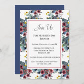 Dusty Blue en Roos Flowers Moederdag Brunch Kaart (Voorkant / Achterkant)