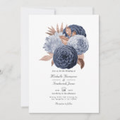 Dusty Blue en Roos Gold Floral Wedding Kaart (Voorkant)