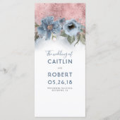 Dusty Blue en Roos Gold Floral Wedding-programma's Programma (Voorkant)