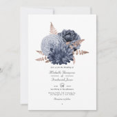 Dusty Blue en Roos Gold Floral Wedding QR Code in Kaart (Voorkant)