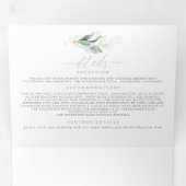 Dusty Blue en Sage Elegant Greenery Wedding Drieluik Uitnodiging (Binnenzijde eerst)