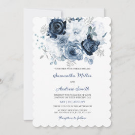 Dusty Blue en Silver bruiloft uitnodiging