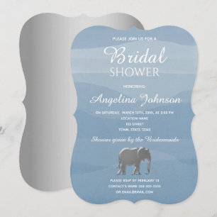 Dusty Blue en Silver Foil Elephant Vrijgezellenfee Kaart