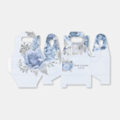 Dusty Blue en Silver Glitter Florals Wedding Bedankdoosjes (Uitgevouwen)