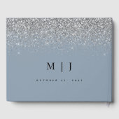 Dusty Blue en Silver Glitter Wedding Gastenboek (Achterkant)