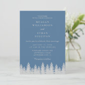 Dusty Blue en Silver Pine Trees Winter Wedding Kaart (Staand voorkant)