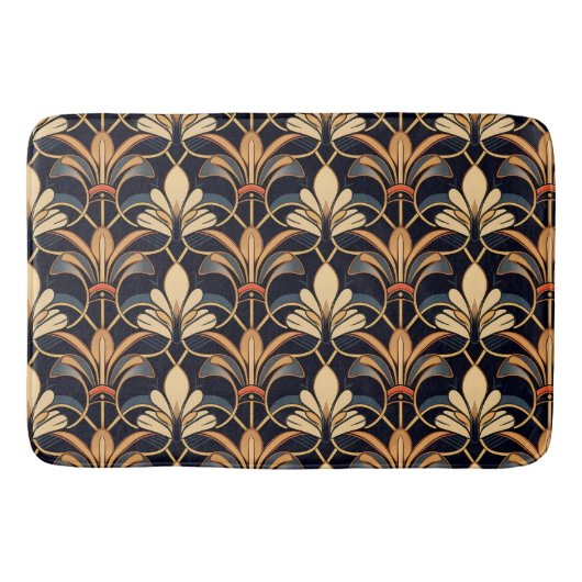 Dusty Blue en Sinaasappel Art Deco Badmat (Voorkant)