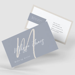 Dusty Blue en Tan Elegant Minimalist Visitekaartje