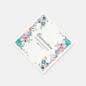 Dusty Blue en Turquoise Floral Quinceañera Servet (Hoek)