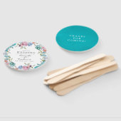 Dusty Blue en Turquoise Floral Wedding Favor Handwaaier (Niet-gemonteerd)