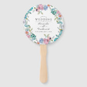 Dusty Blue en Turquoise Floral Wedding Favor Handwaaier (Voorkant)