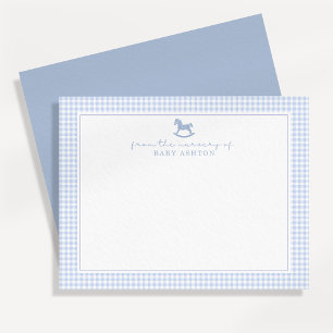 Dusty Blue En vichy Rocking Horse Boy carte de crè