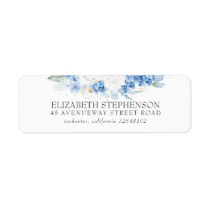 Dusty Blue en White Floral Elegant Etiket