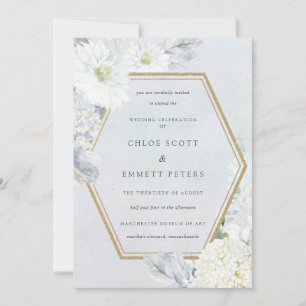 Dusty Blue en White Floral Waterverf Wedding Kaart