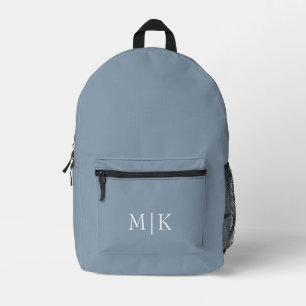 Dusty Blue en White   Modern monogram Bedrukte Rugzak