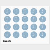 Dusty Blue en White Monogram Minimalist Ronde Sticker (Vel)