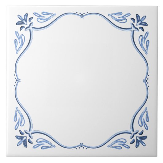 Dusty Blue en White Tegeltje (Voorkant)