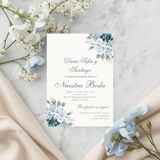 Dusty Blue Espagne Faire-part de mariage