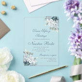 Dusty Blue Espagnol Mariage Acrylique invitation (Insitu (Mariage))