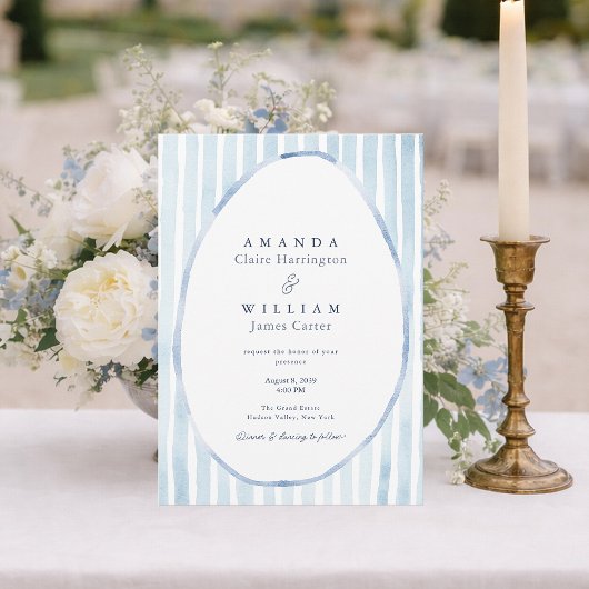 Dusty Blue Estate Wedding Invitation Kaart