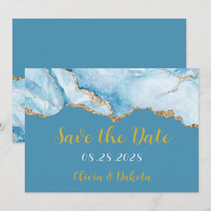 Dusty Blue et Gold Agate Enregistrer les cartes de