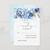 Dusty Blue et les fleurs de marine mariage RSVP (Devant / Derrière)