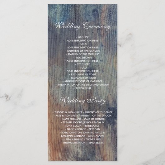 Dusty Blue et Maroon Floral programmes de mariage (Dos)