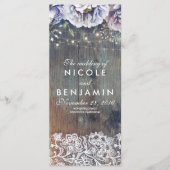 Dusty Blue et Maroon Floral programmes de mariage (Devant)