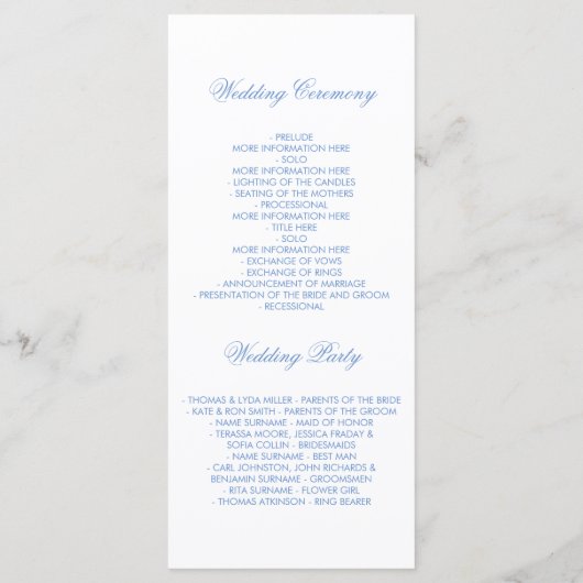 Dusty Blue et Peach Floral Wedding Programmes (Dos)