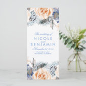 Dusty Blue et Peach Floral Wedding Programmes (Debout devant)