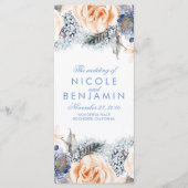 Dusty Blue et Peach Floral Wedding Programmes (Devant)